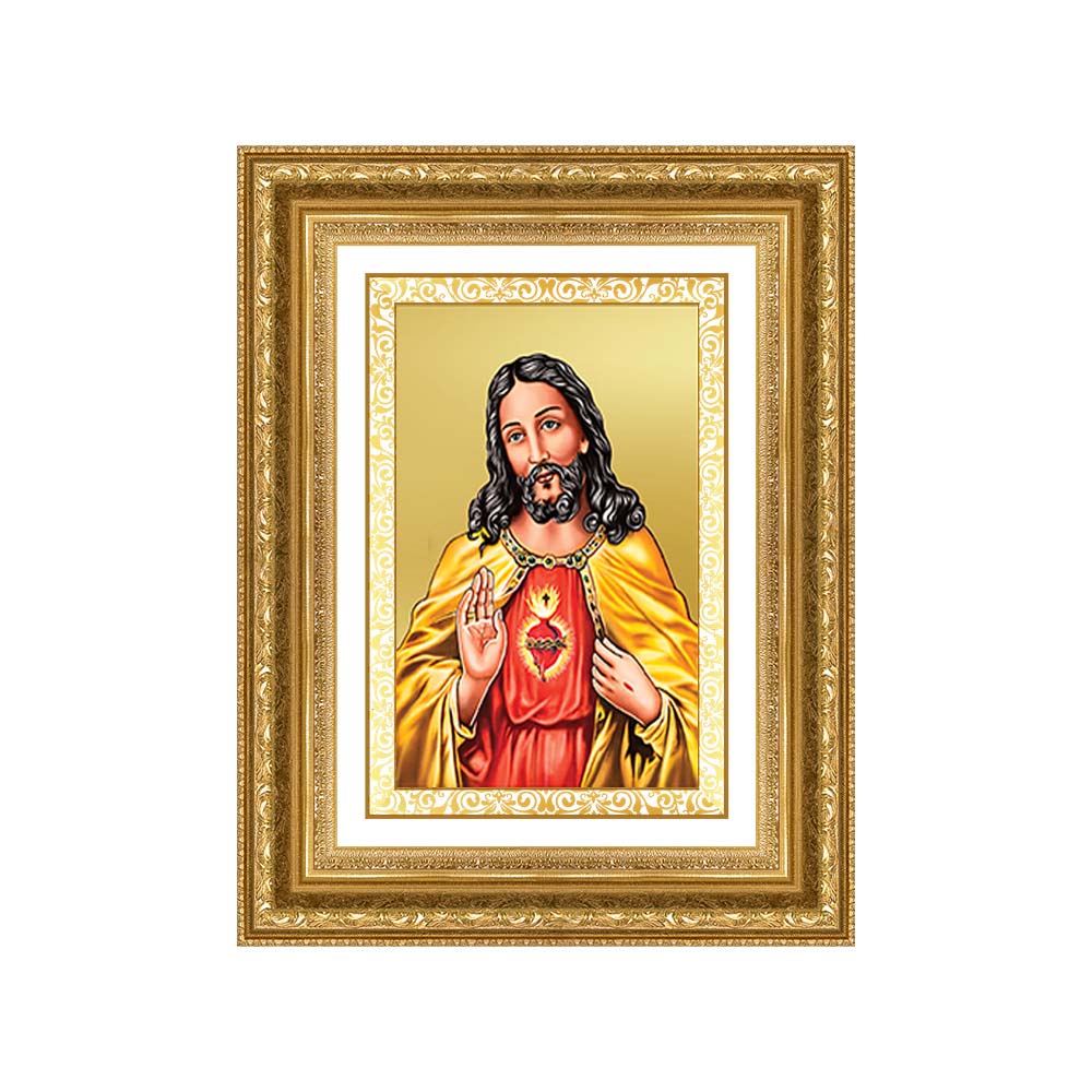 Diviniti 24K Gold Plated Jesus Christ (Classic) Divine Wall Frame for Home Mandir & Office Decor | Luxury Spiritual Gift