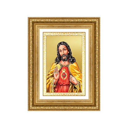 Diviniti 24K Gold Plated Jesus Christ (Classic) Divine Wall Frame for Home Mandir & Office Decor | Luxury Spiritual Gift