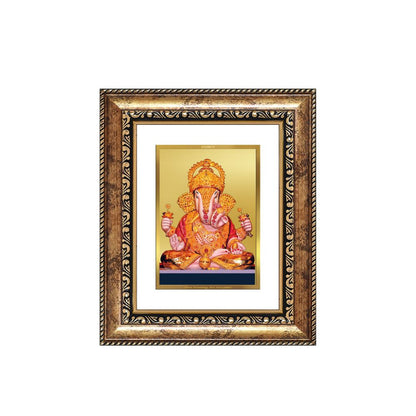 Diviniti 24K Gold Plated Dagadu Ganesha Divine Table Top Frame for Home Mandir & Office Decor | Luxury Spiritual Gift