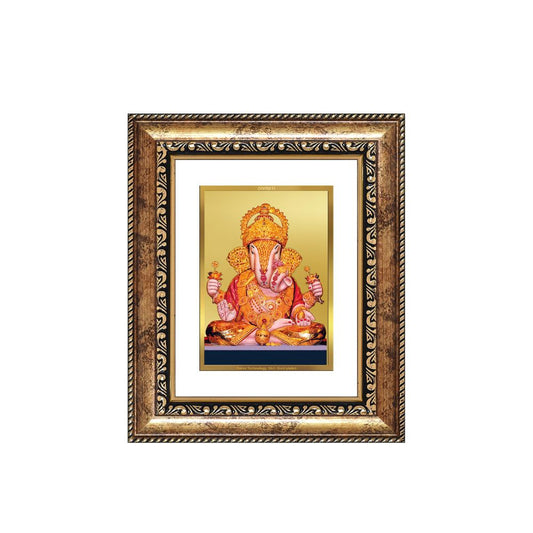 Diviniti 24K Gold Plated Dagadu Ganesha Divine Table Top Frame for Home Mandir & Office Decor | Luxury Spiritual Gift