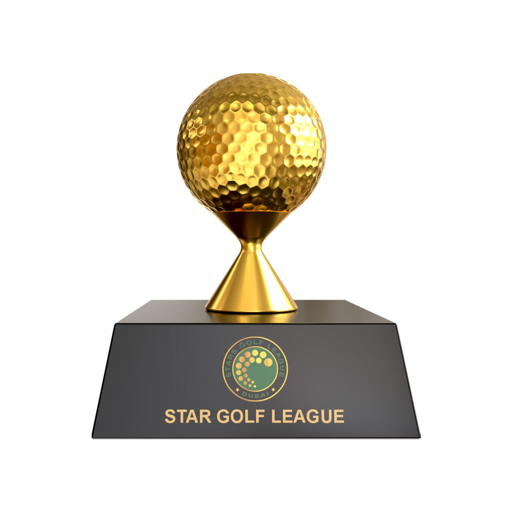 Diviniti 24K Gold Plated Golf Ball Trophy | Premium Golf Award | Elegant Champion Trophy for Tournaments & Events