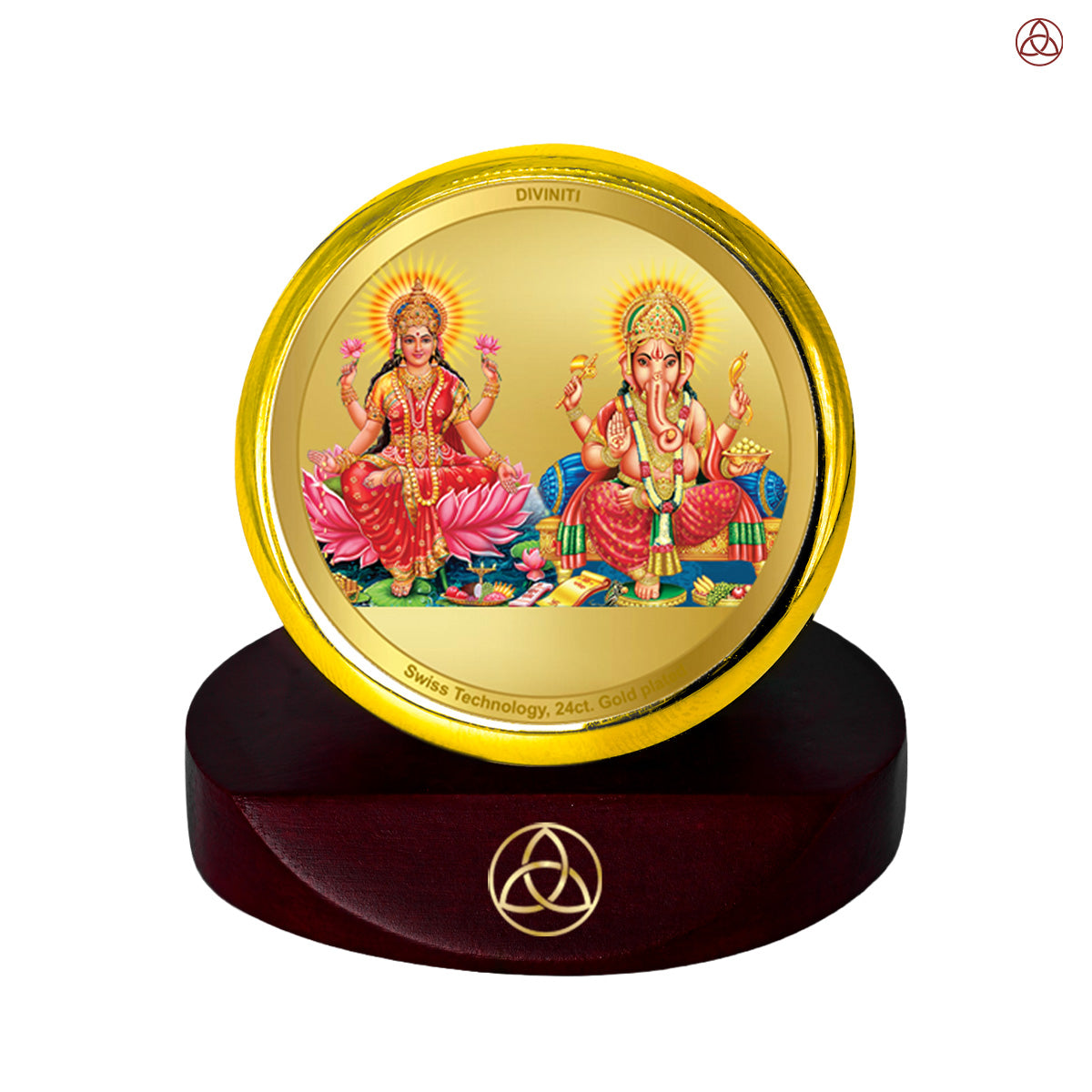 Lakshmi & Ganesha | Divine Goddess Lakshmi and Lord Ganesha Car Dashboard & Tabletop Photo Frame in 24K Gold Plated Foil
