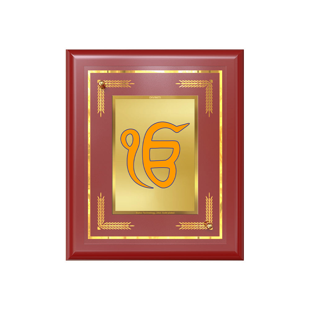 Diviniti 24K Gold Plated Ik Omkar Wall & Tabletop Photo Frame | Sacred Sikh Symbol | Peace, Unity & Divine Blessings