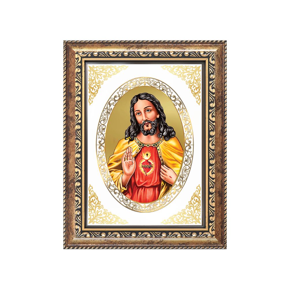 Jesus Christ | Christian Divine Wall & Tabletop Royal Photo Frame in 24K Gold Plated Foil