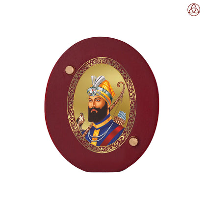 Guru Gobind Singh Ji Car Dashboard & Tabletop Photo Frame in 24K gold plated royal foil
