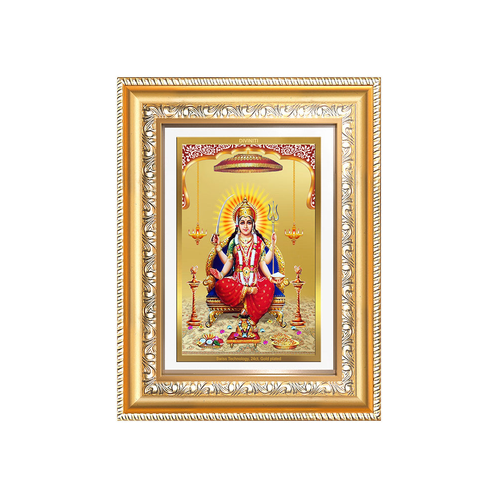 Diviniti 24K Gold Plated Santoshi Mata (Classic) Divine Wall Frame for Home Mandir & Office Decor | Luxury Spiritual Gift