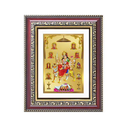 Diviniti 24K Gold Plated Nav Durga (Classic) Divine Wall and Table Top Frame for Home Mandir & Office Decor | Luxury Spiritual Gift