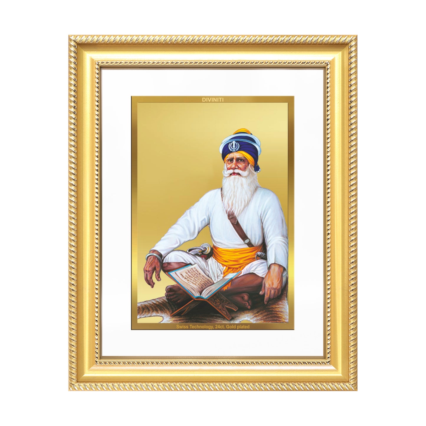 Diviniti 24K Gold Plated Baba Deep Singh Sacred Sikh Wall Frame for Home Decor & Office Ambiance | Premium Spiritual Gift