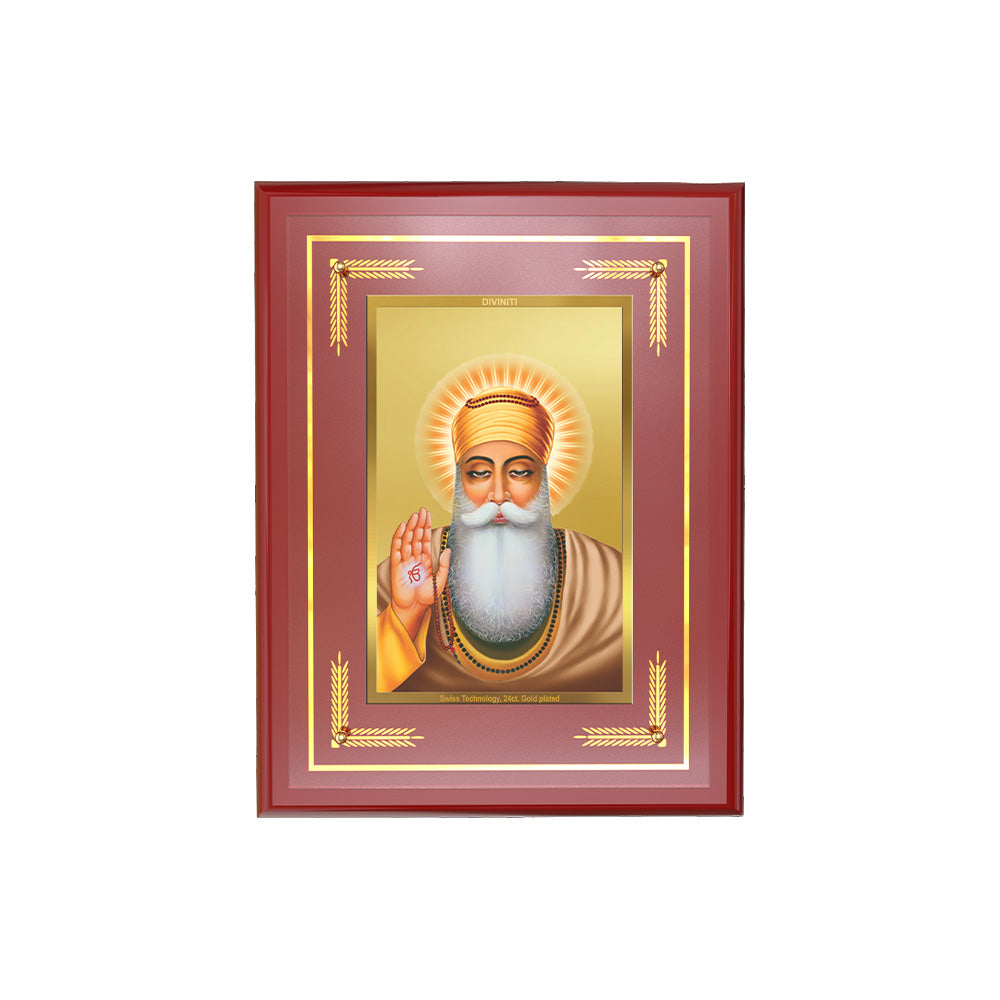 Diviniti 24K Gold Plated Guru Nanak Dev Ji Blessing Tabletop Photo Frame | Peace, Wisdom & Divine Grace