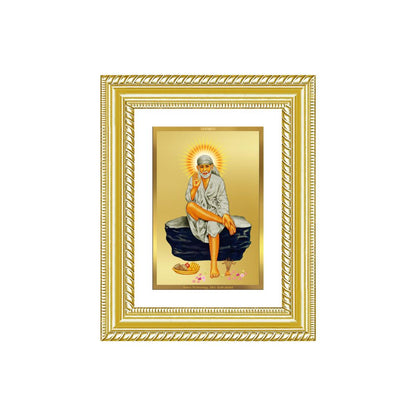 Diviniti 24K Gold Plated Sai Baba (Classic) Divine Wall and Table Top Frame for Home Mandir & Office Decor | Luxury Spiritual Gift