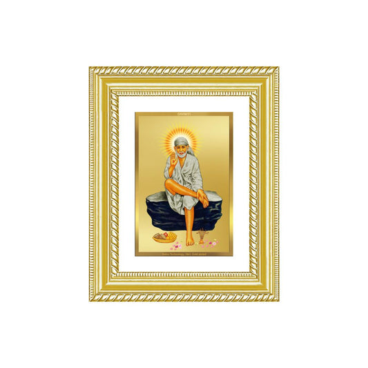 Diviniti 24K Gold Plated Sai Baba (Classic) Divine Wall and Table Top Frame for Home Mandir & Office Decor | Luxury Spiritual Gift