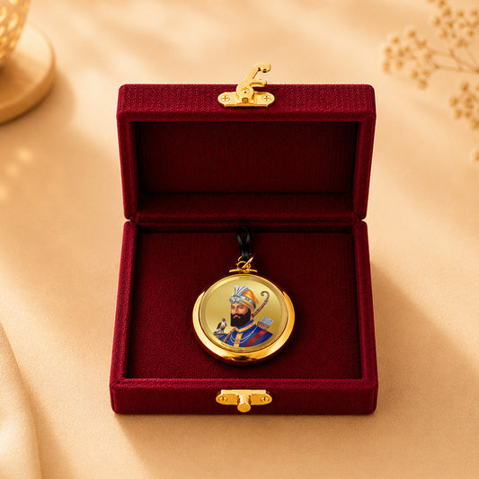 Diviniti 24K Double sided Gold Plated Pendant Guru Gobind Singh Ji & Shri Darbar Sahib (Golden Temple)|18 MM Flip Coin