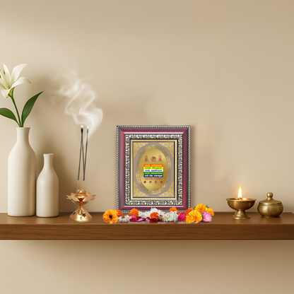 Namokar Mantra Sacred Jain Prayer Divine Peace & Purity Royal Tabletop Frame in 24K Gold Plated Foil