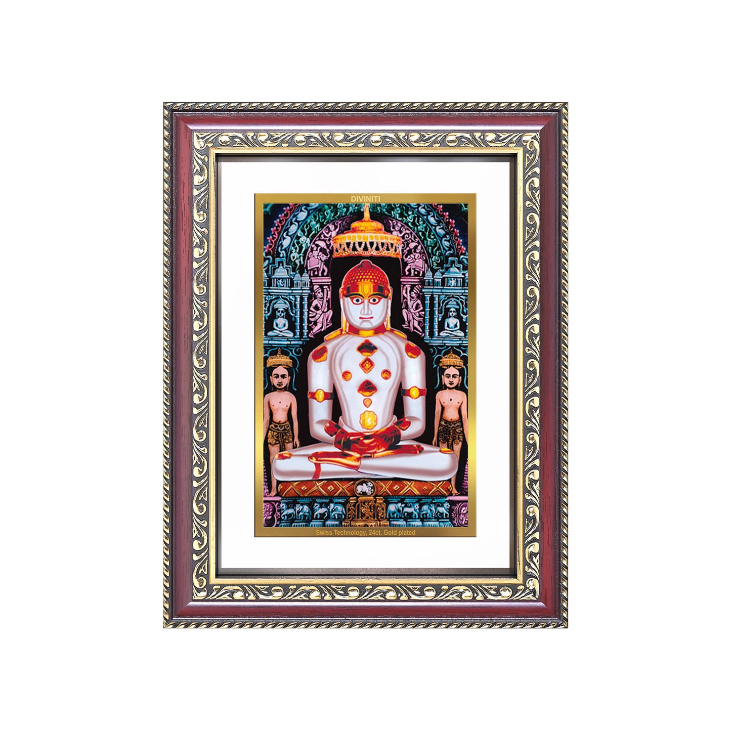 Diviniti 24K Gold Plated Adinath Divine Wall Frame for Home Mandir & Office Decor | Premium Jain Spiritual Gift