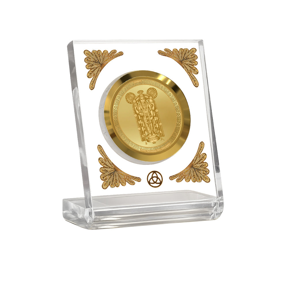 Guruvayurappan 24K gold plated car dashboard frame in a premium crystal-clear display.