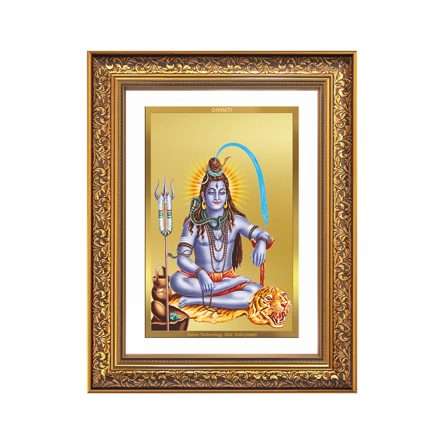 Diviniti 24K Gold Plated Shiva (Classic) Divine Wall Frame for Home Mandir & Office Decor | Luxury Spiritual Gift
