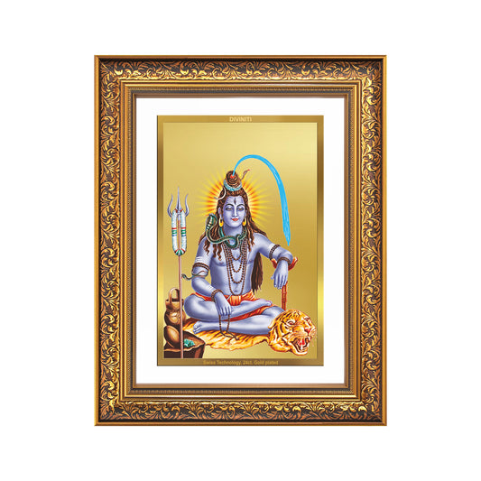 Diviniti 24K Gold Plated Shiva (Classic) Divine Wall Frame for Home Mandir & Office Decor | Luxury Spiritual Gift