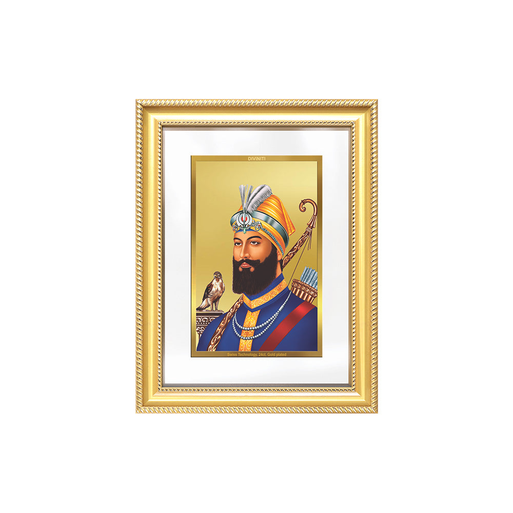 Diviniti 24K Gold Plated Guru Gobind Singh Ji (Classic) Sacred Sikh Wall Frame for Home Decor & Office Ambiance | Premium Spiritual Gift