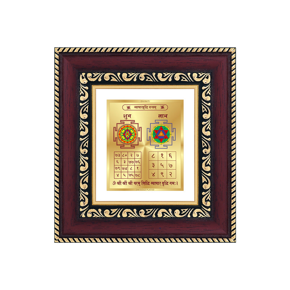 Vyapar Vriddhi Yantra | Sacred planetary frame in 24K gold plated foil with vibrant colors and detailed symbols.