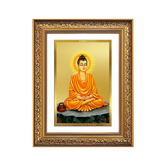 Diviniti 24K Gold Plated Buddha (Classic) Divine Wall Frame for Home Mandir & Office Decor | Luxury Spiritual Gift