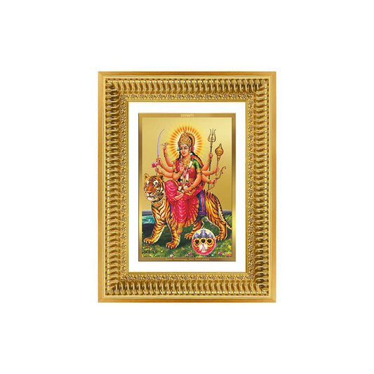 Diviniti 24K Gold Plated Durga - Sherawali Mata With Pind (Classic) Divine Wall Frame for Home Mandir & Office Decor | Luxury Spiritual Gift