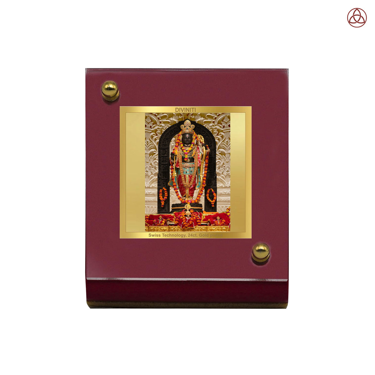 Diviniti 24K Gold Plated Ram Lalla Frame For Car Dashboard, Home Decor, Table, Gift, Puja Room (6 CM x 5.5 CM)
