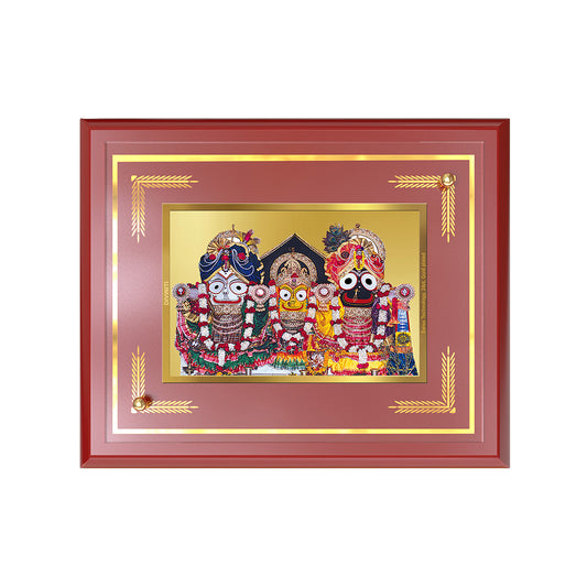 Diviniti 24K Gold Plated Lord Jagannath, Subhadra & Balabhadra Blessing Tabletop Photo Frame | Divine Protection, Harmony & Spiritual Grace