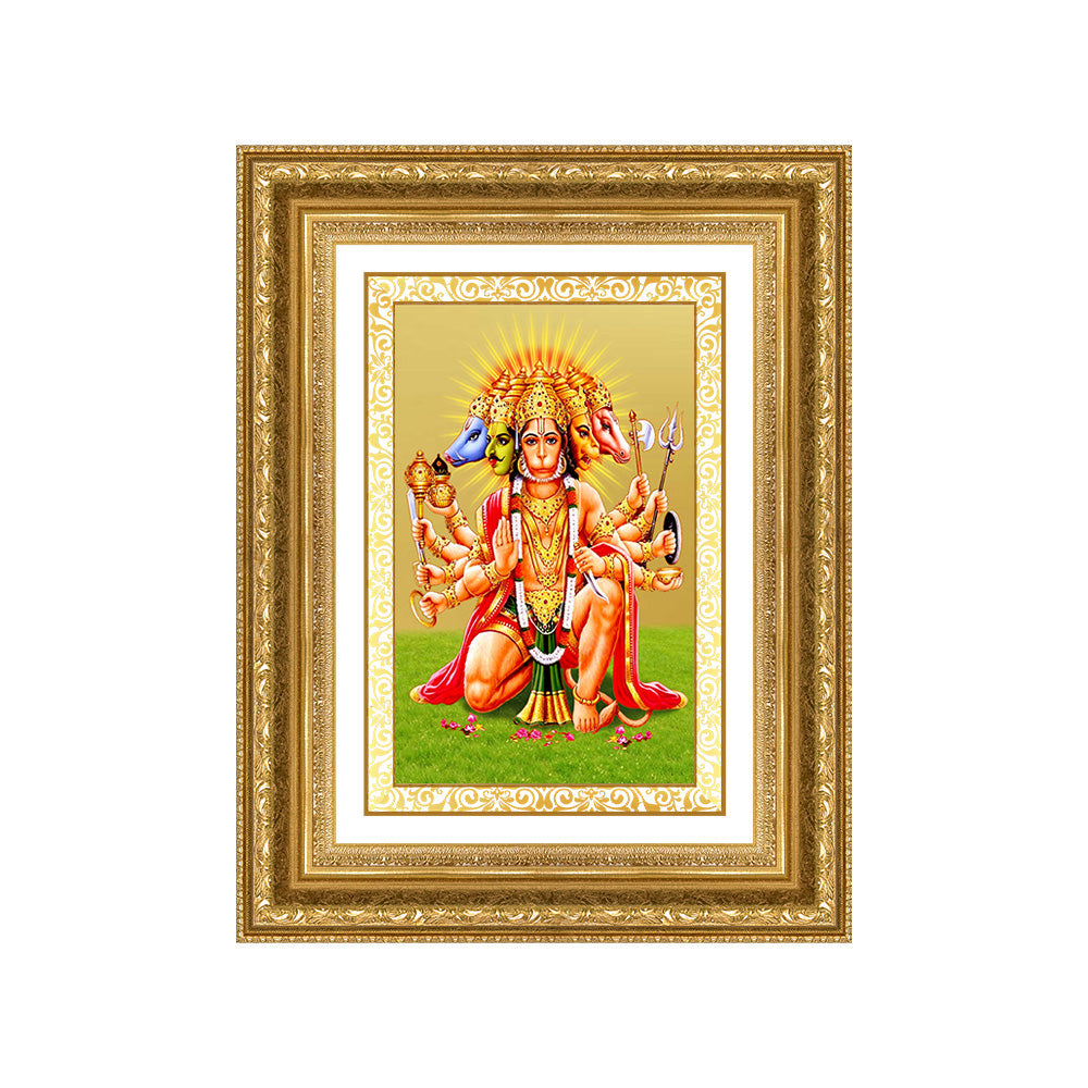 Diviniti 24K Gold Plated Panchmukhi Hanuman (Classic) Divine Wall Frame for Home Mandir & Office Decor | Luxury Spiritual Gift