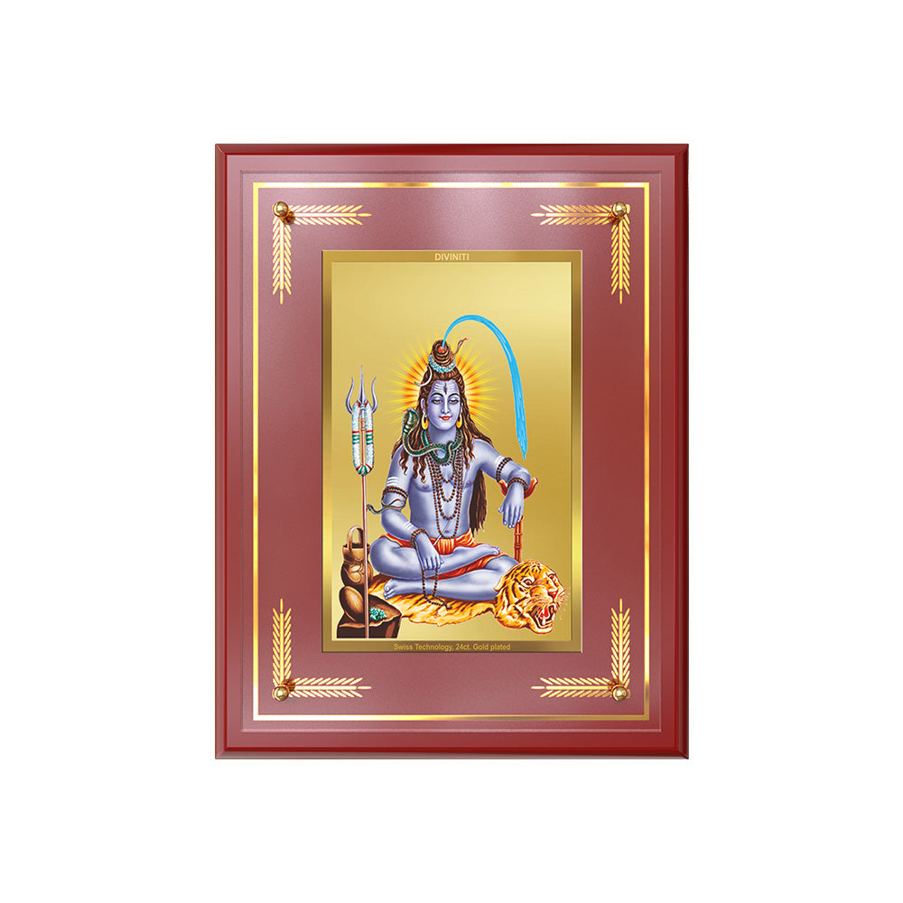 Diviniti 24K Gold Plated Lord Shiva Sacred Blessing Frame | Tranquility, Power & Divine Presence