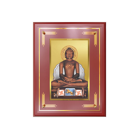 Diviniti 24K Gold Plated Lord Mahavir Blessing Tabletop Photo Frame | Peace, Non-Violence & Spiritual Grace