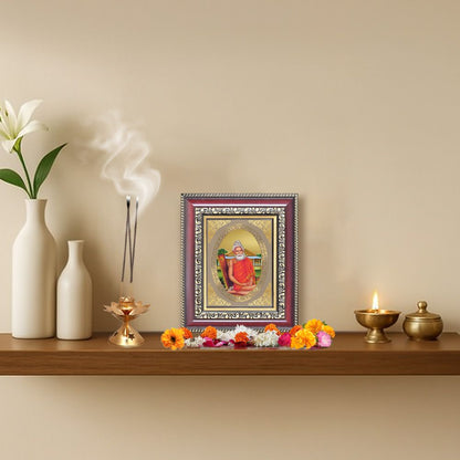 Baba Lokenath Brahmachari Divine Sacred Spiritual Blessings Royal Tabletop Frame in 24K Gold Plated Foil