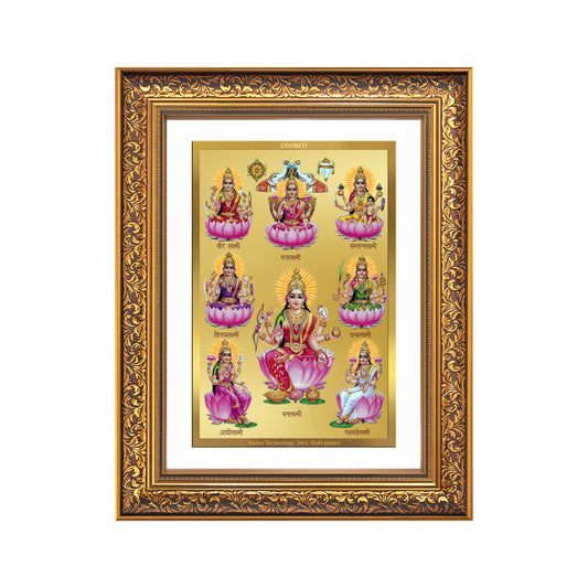 Diviniti 24K Gold Plated Ashtalakshmi Divine Wall Frame for Home Mandir & Office Decor | Luxury Spiritual Gift