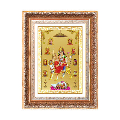 Durga Nav Durga | Goddess Durga in Her Nine Divine forms Wall Mount Photo Frame in 24K Gold Plated Foil