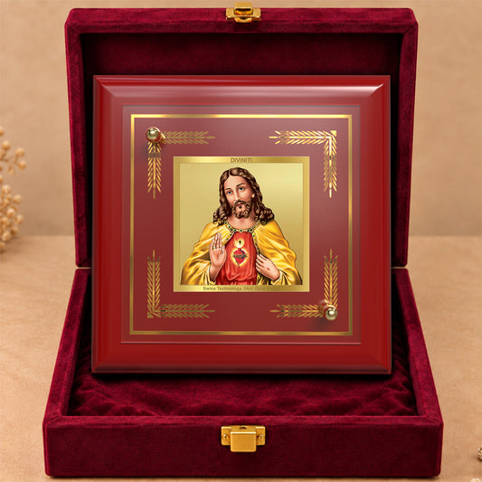 24K Gold-Plated Jesus Christ MDF Frame | Premium Gift Box | 10x10 CM
