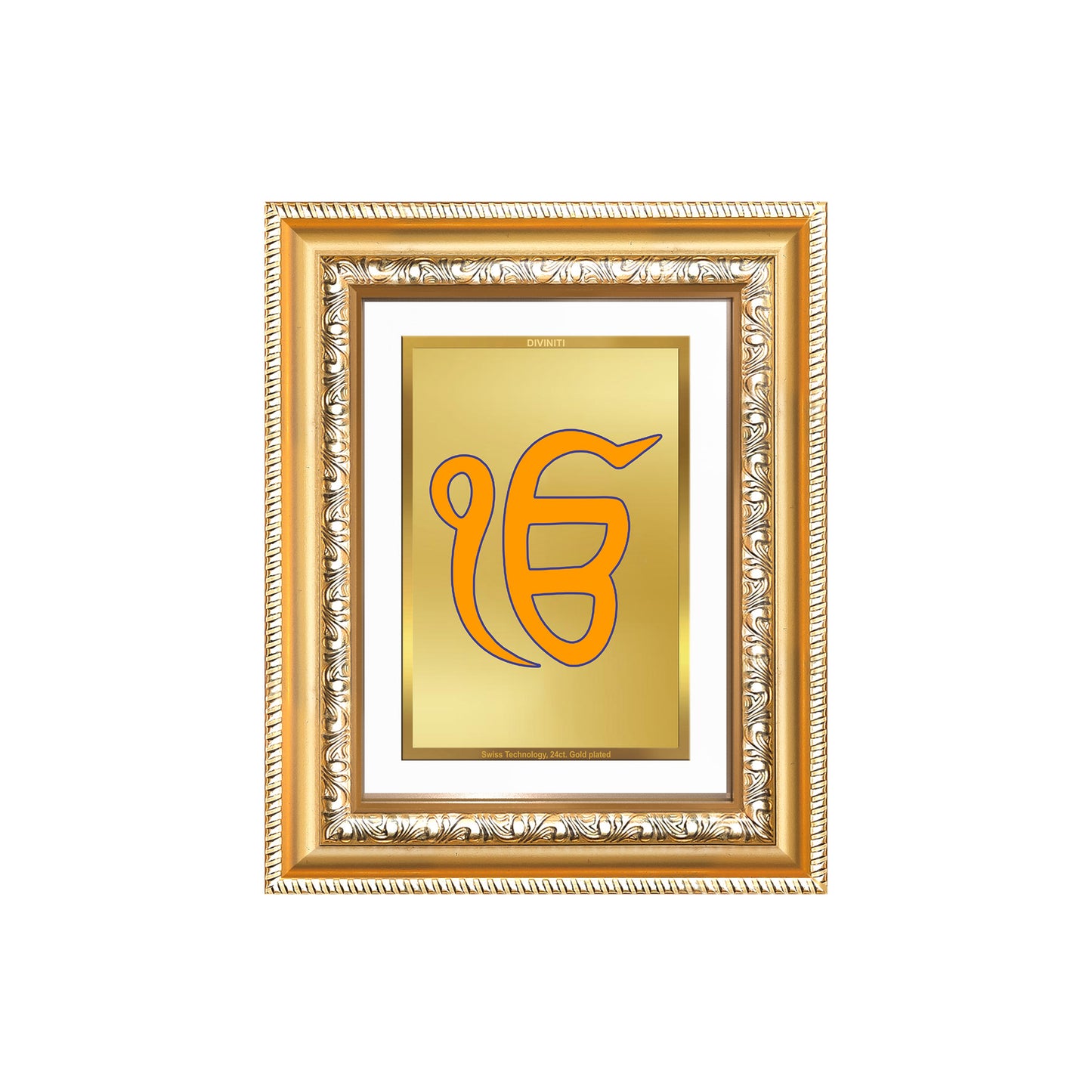 Diviniti 24K Gold Plated Ik Omkar (Classic) Divine Wall and Table Top Frame for Home Mandir & Office Decor | Luxury Spiritual Gift