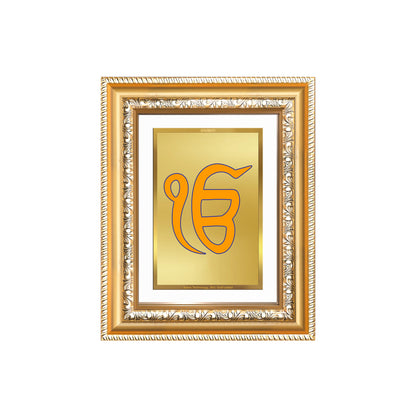 Diviniti 24K Gold Plated Ik Omkar (Classic) Divine Wall and Table Top Frame for Home Mandir & Office Decor | Luxury Spiritual Gift