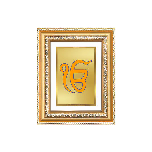 Diviniti 24K Gold Plated Ik Omkar (Classic) Divine Wall and Table Top Frame for Home Mandir & Office Decor | Luxury Spiritual Gift