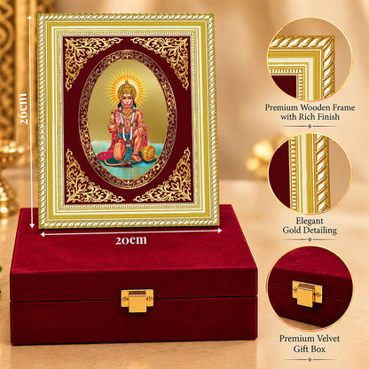 24K Gold-Plated Hanuman Blessings Frame | Premium Gift Box | 26x20 CM