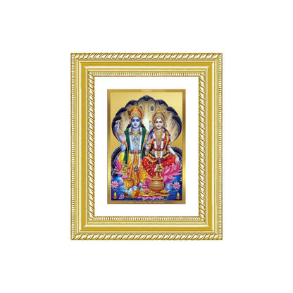 Diviniti 24K Gold Plated Vishnu Lakshmi (Classic) Divine Wall and Table Top Frame for Home Mandir & Office Decor | Luxury Spiritual Gift
