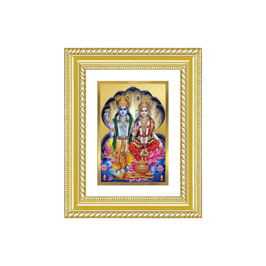 Diviniti 24K Gold Plated Vishnu Lakshmi (Classic) Divine Wall and Table Top Frame for Home Mandir & Office Decor | Luxury Spiritual Gift