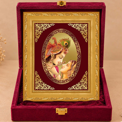 24K Gold-Plated Radha Krishna Frame | Premium Gift Box | 21.5x17.5 CM