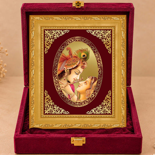 24K Gold-Plated Radha Krishna Frame | Premium Gift Box | 21.5x17.5 CM