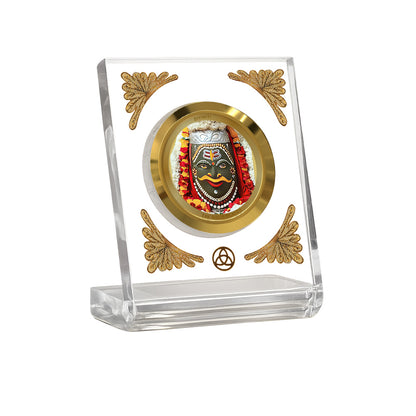 Diviniti 24K Gold Plated Mahakaleshwar Acrylic Car Dashboard Frame | Lord Shiva Jyotirlinga for Car, Home Décor, Tabletop & Puja Room | Blessings of Power, Protection & Spiritual Strength (ACF1CH)