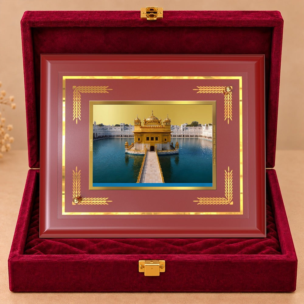 24K Gold-Plated Golden Temple MDF Frame | Premium Gift Box | 21.5x17.5 CM