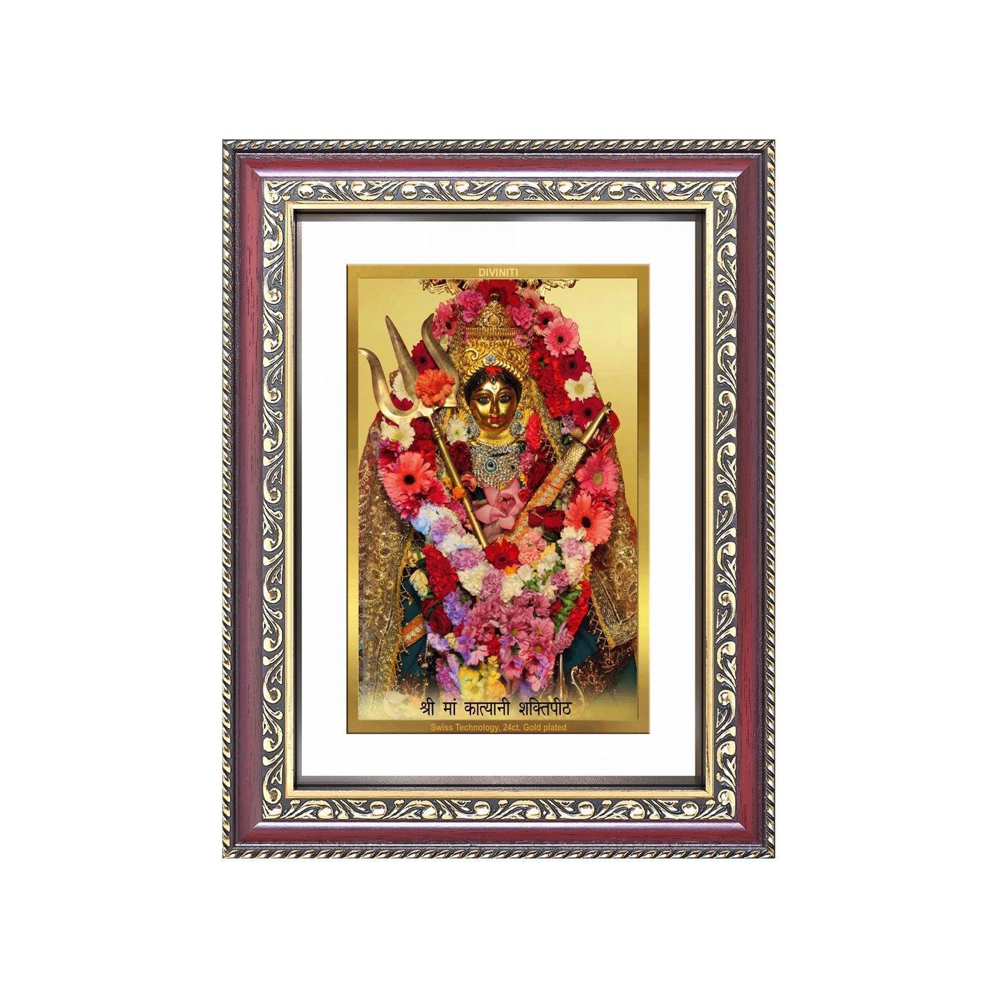 Diviniti 24K Gold Plated Katyayani Mata (Classic) Divine Wall Frame for Home Mandir & Office Decor | Luxury Spiritual Gift