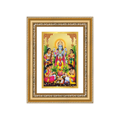 Diviniti 24K Gold Plated Satyanarayan (Classic) Divine Wall Frame for Home Mandir & Office Decor | Luxury Spiritual Gift