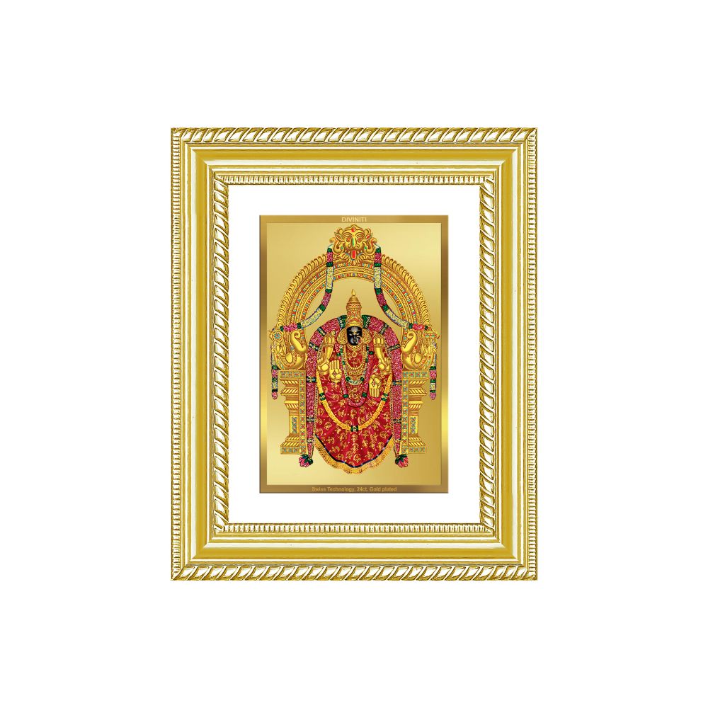 Diviniti 24K Gold Plated Padmavati (Classic) Divine Wall and Table Top Frame for Home Mandir & Office Decor | Luxury Spiritual Gift