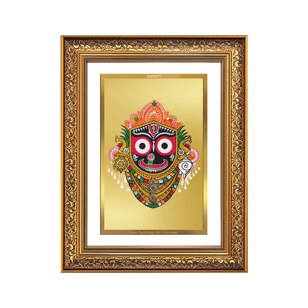 Diviniti 24K Gold Plated Jagannath (Classic) Divine Wall Frame for Home Mandir & Office Decor | Luxury Spiritual Gift