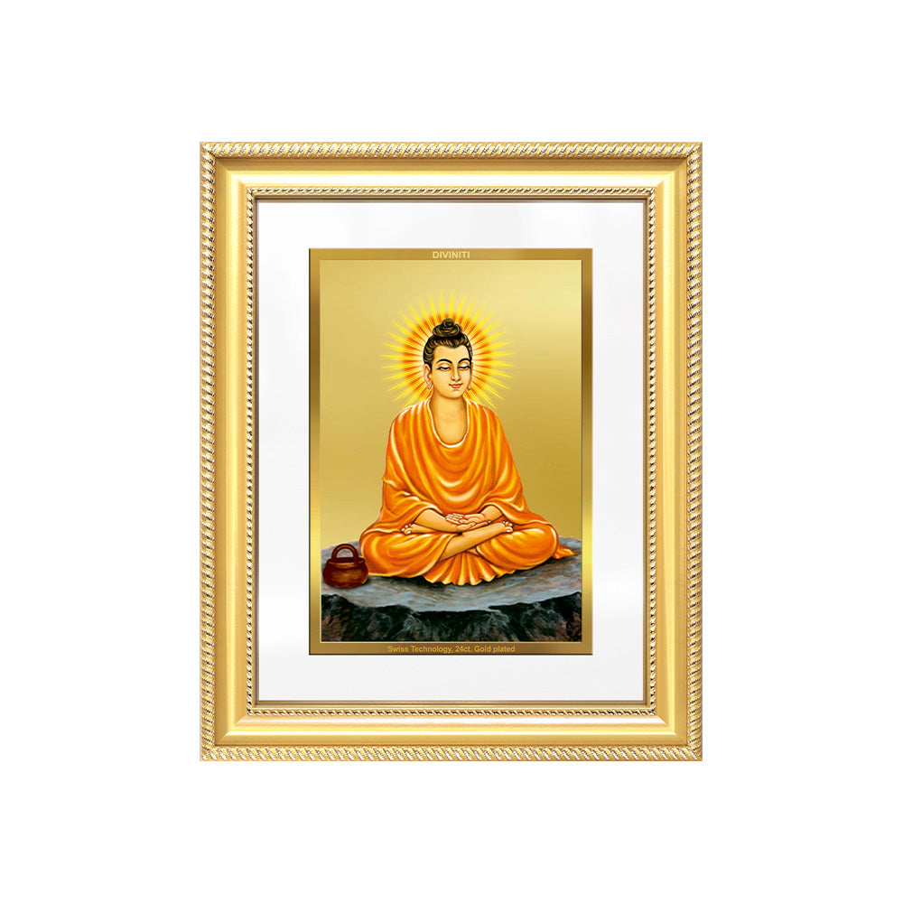 Diviniti 24K Gold Plated Buddha (Classic) Divine Wall Frame for Home Mandir & Office Decor | Luxury Spiritual Gift