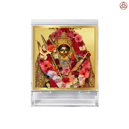 Katyayani Mata | Divine Goddess Car Dashboard & Tabletop Photo Frame in 24K Gold Plated Foil